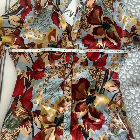 ZARA NWT SATIN EFFECT PRINT DRESS - Picture 9 of 11